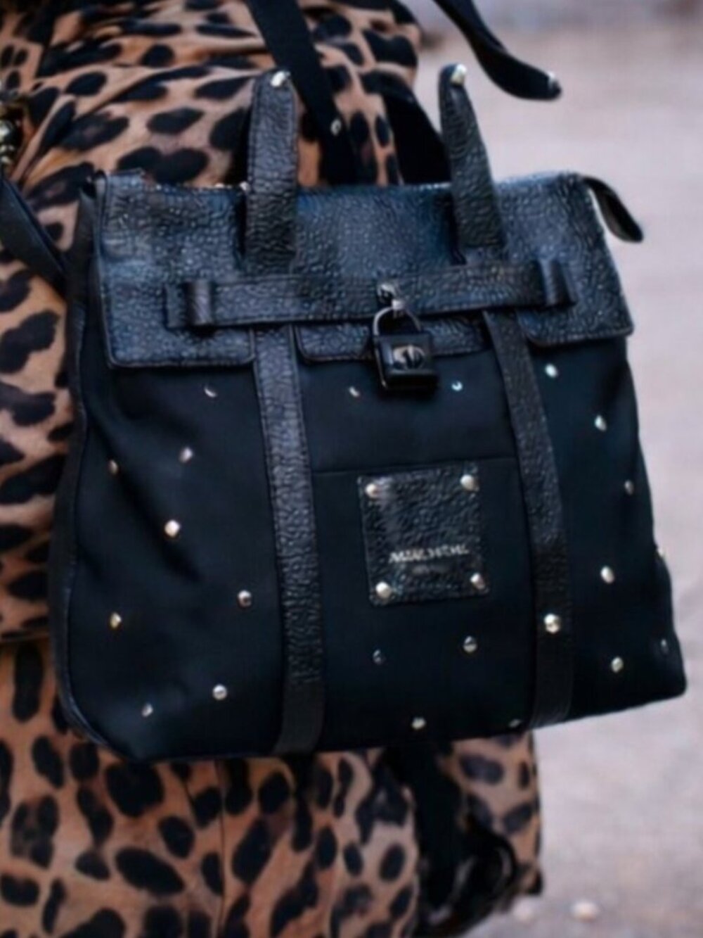 Henri Bendel Jetsetter Large Rare Find Tonal Stud Three Way Convertible Backpack